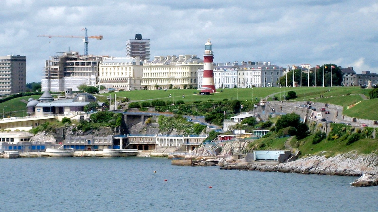Plymouth Hoe, with Smeaton’s Tower; not a bus from the free weekend