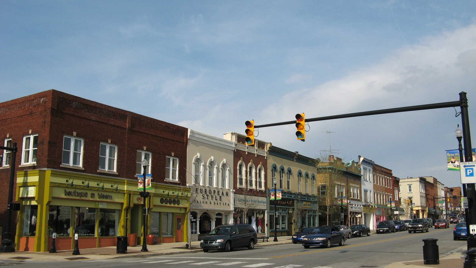 Centru istoric al orașului Valparaiso, Indiana, pe Lincolnway, fotografie de arhivă