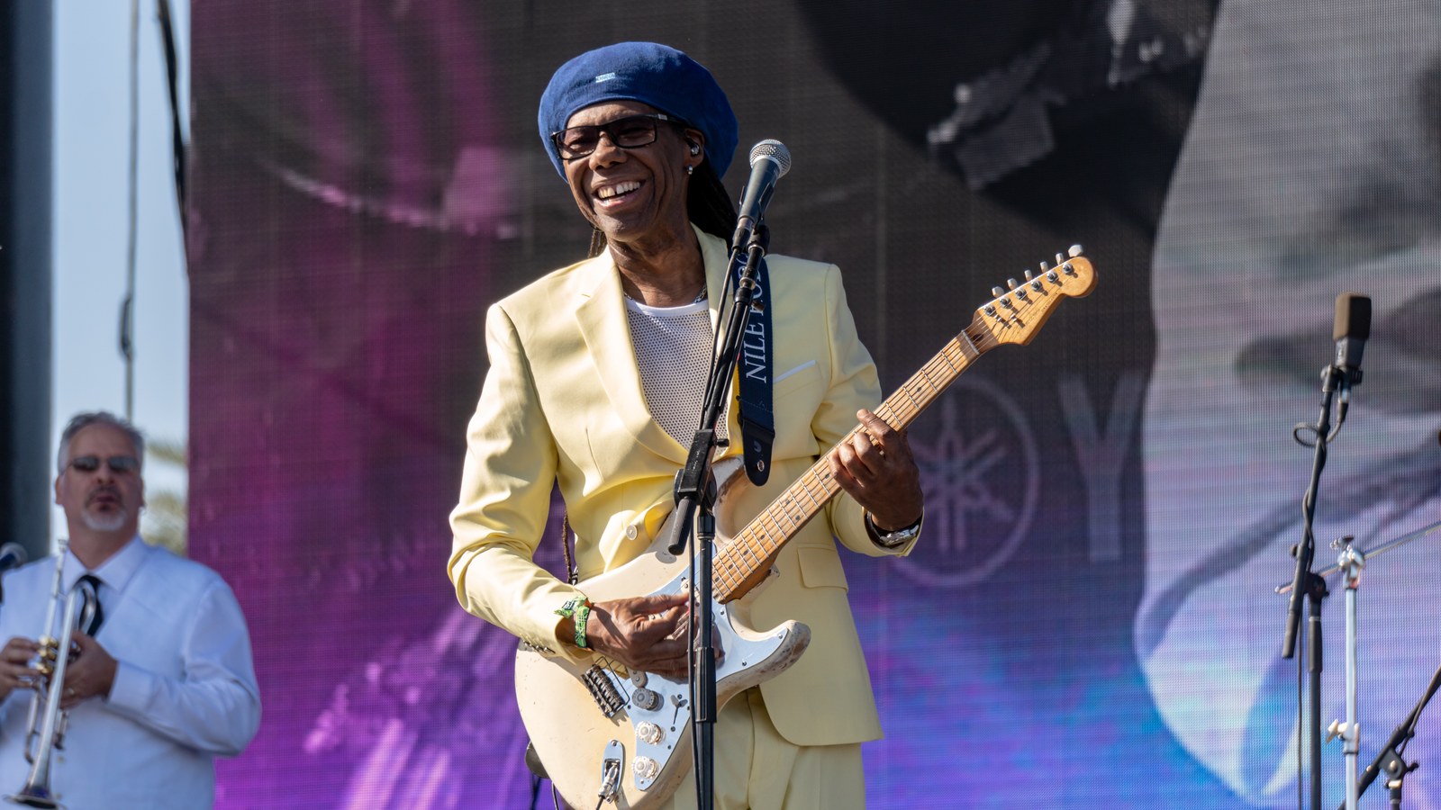 Nile Rodgers on stage at Coachella in 2018, not a 1970s studio still