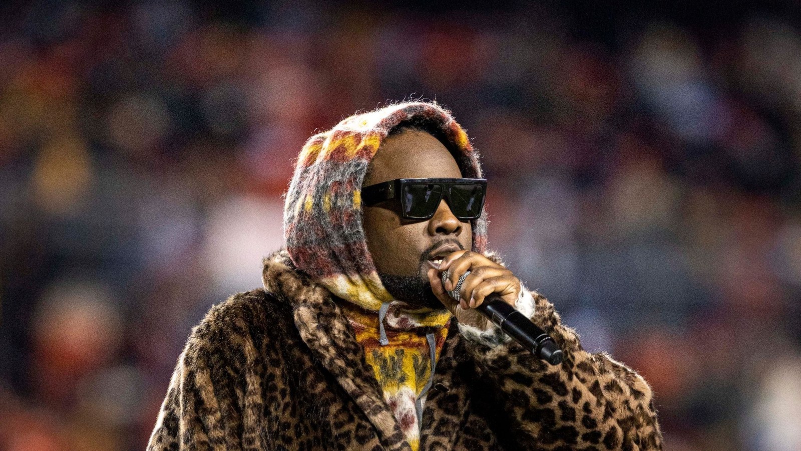Wale at an NFL halftime performance, 2021; not a 2026 concert