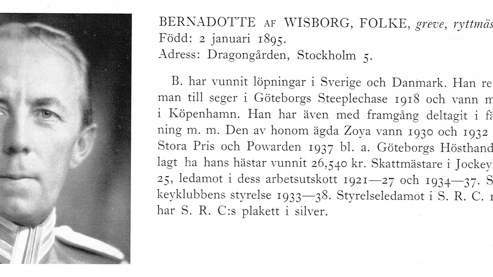 Portret al lui Folke Bernadotte, mediator ONU, nu o imagine a asasinatului