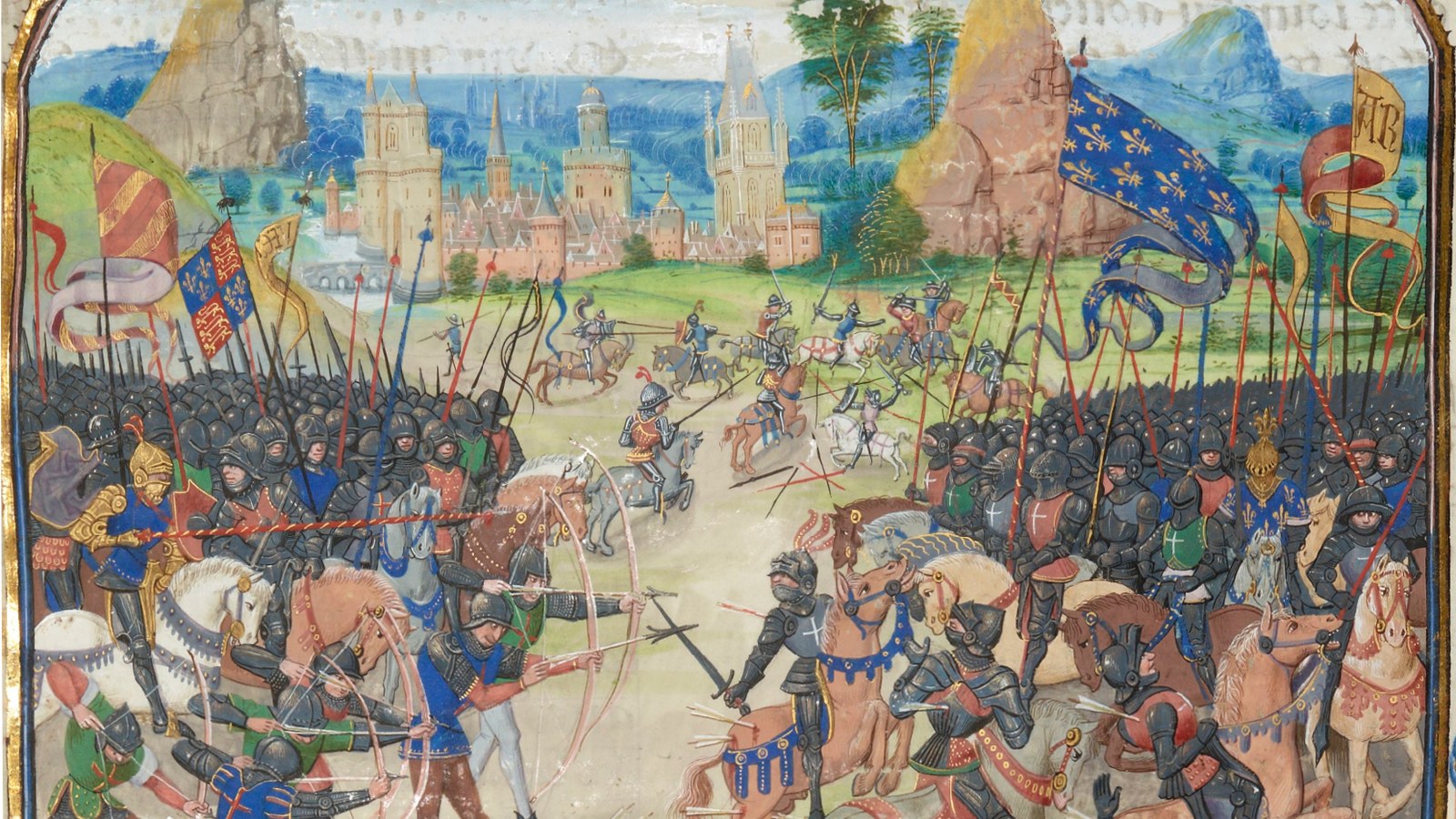 Miniatură a Bătăliei de la Poitiers; nu o fotografie a luptei din 1356