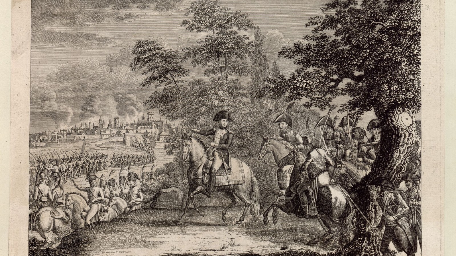Reprezentare istorică a intrării armatei lui Napoleon în Moscova în 1812