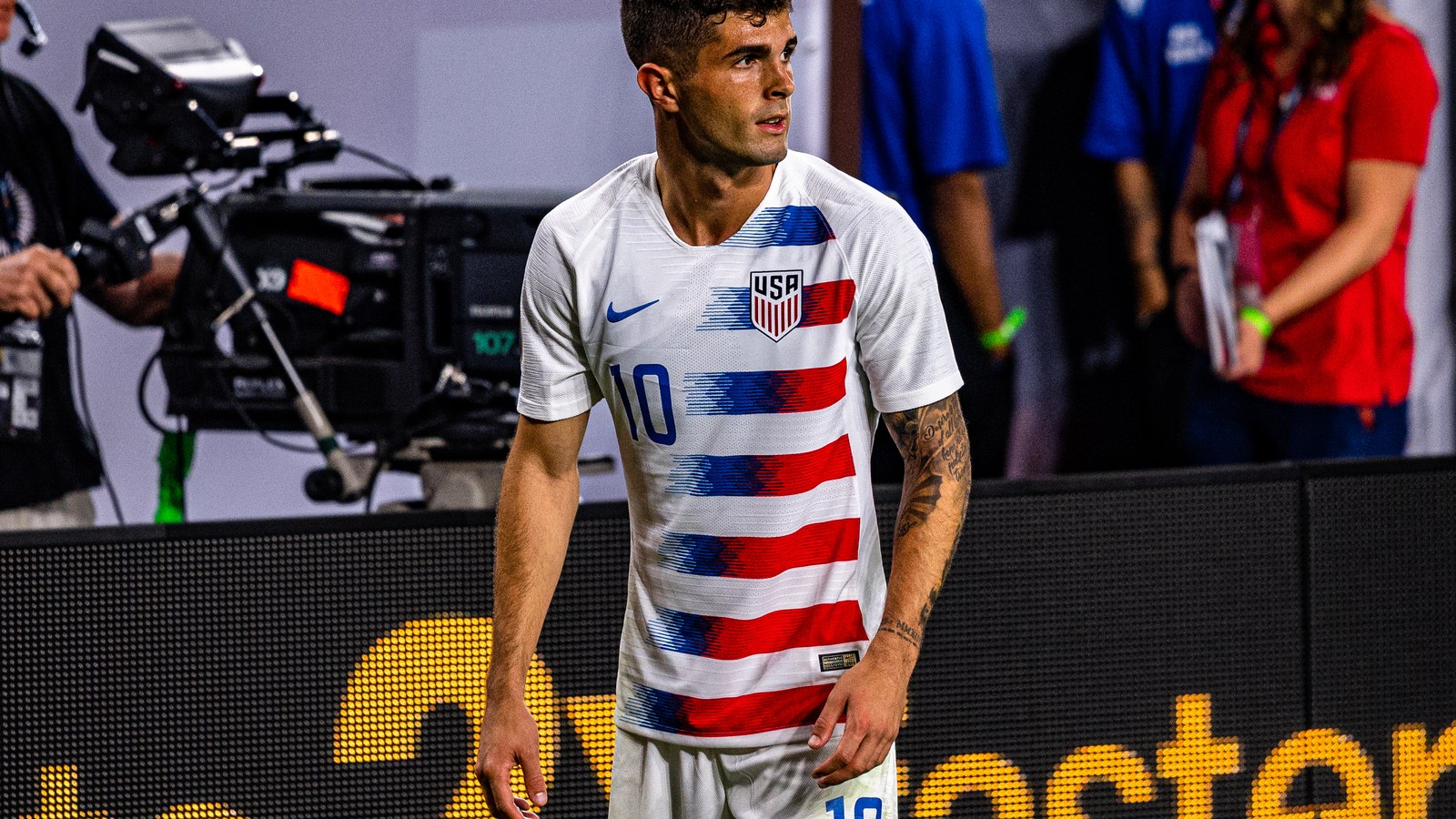 Christian Pulisic in the United States national-team shirt, photograph from 2019, not from 2026