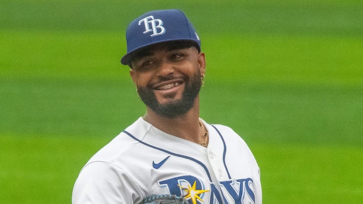 Junior Caminero, în echipamentul Tampa Bay Rays, într-un meci din iunie 2026; fotografia nu este de la walk-off-ul care…