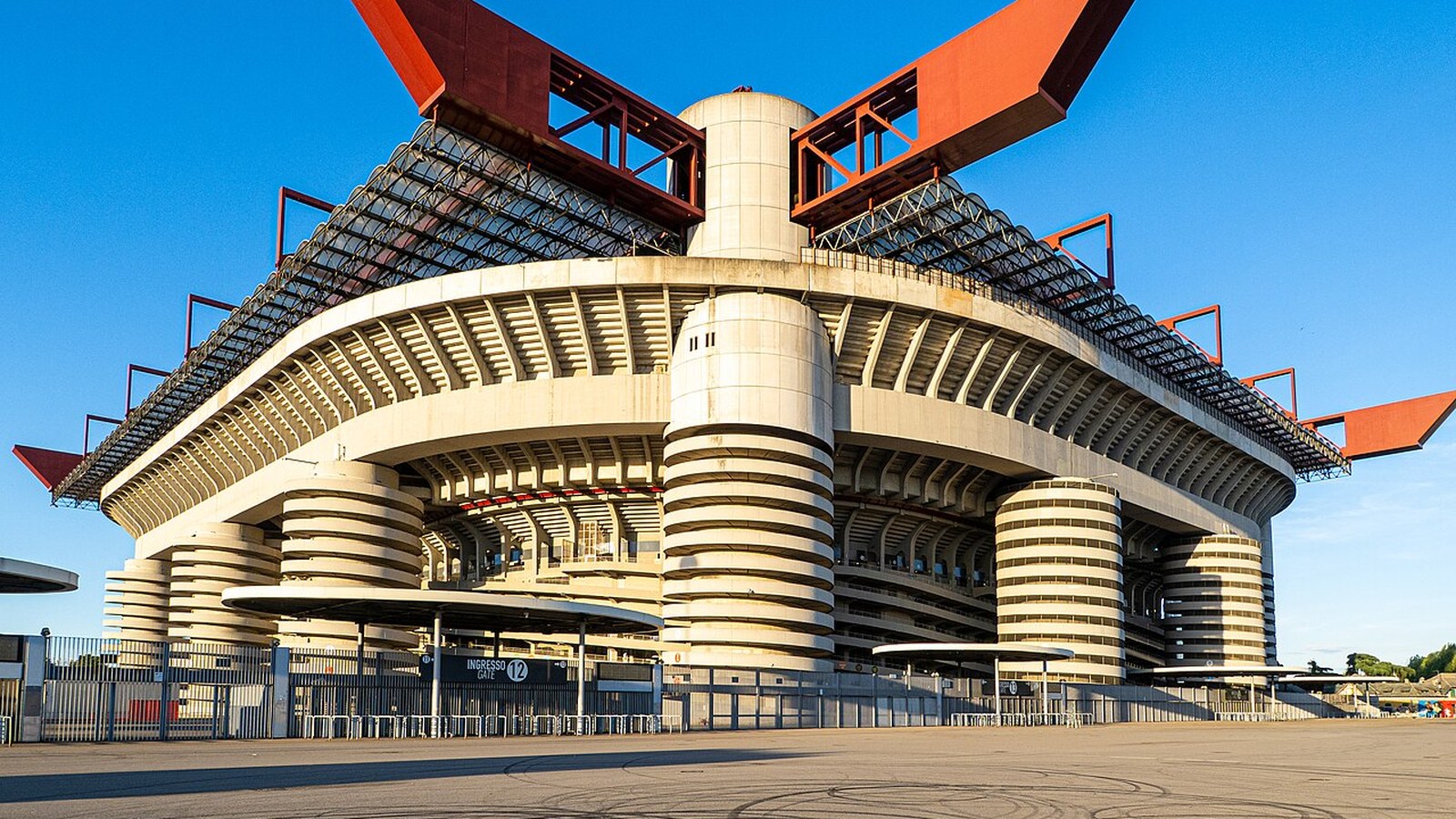 Exterior of San Siro (Giuseppe Meazza) in Milan, host of Milan v Benfica