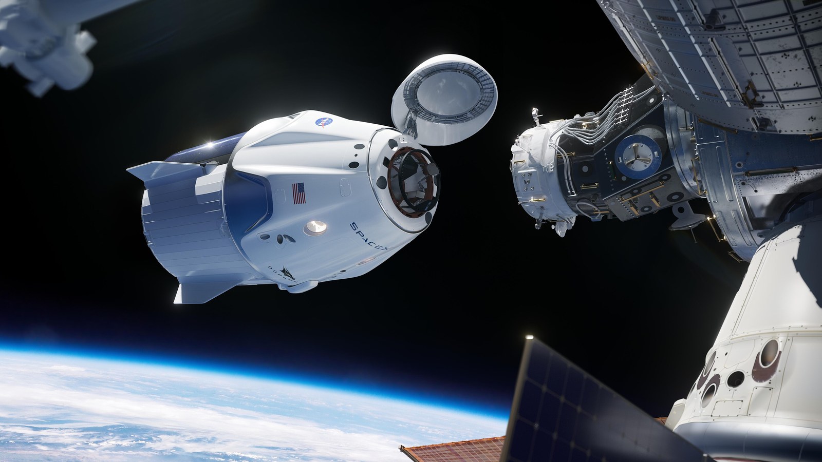 Capsulă Crew Dragon, fotografie NASA, nu amerizarea Inspiration4 din 2021