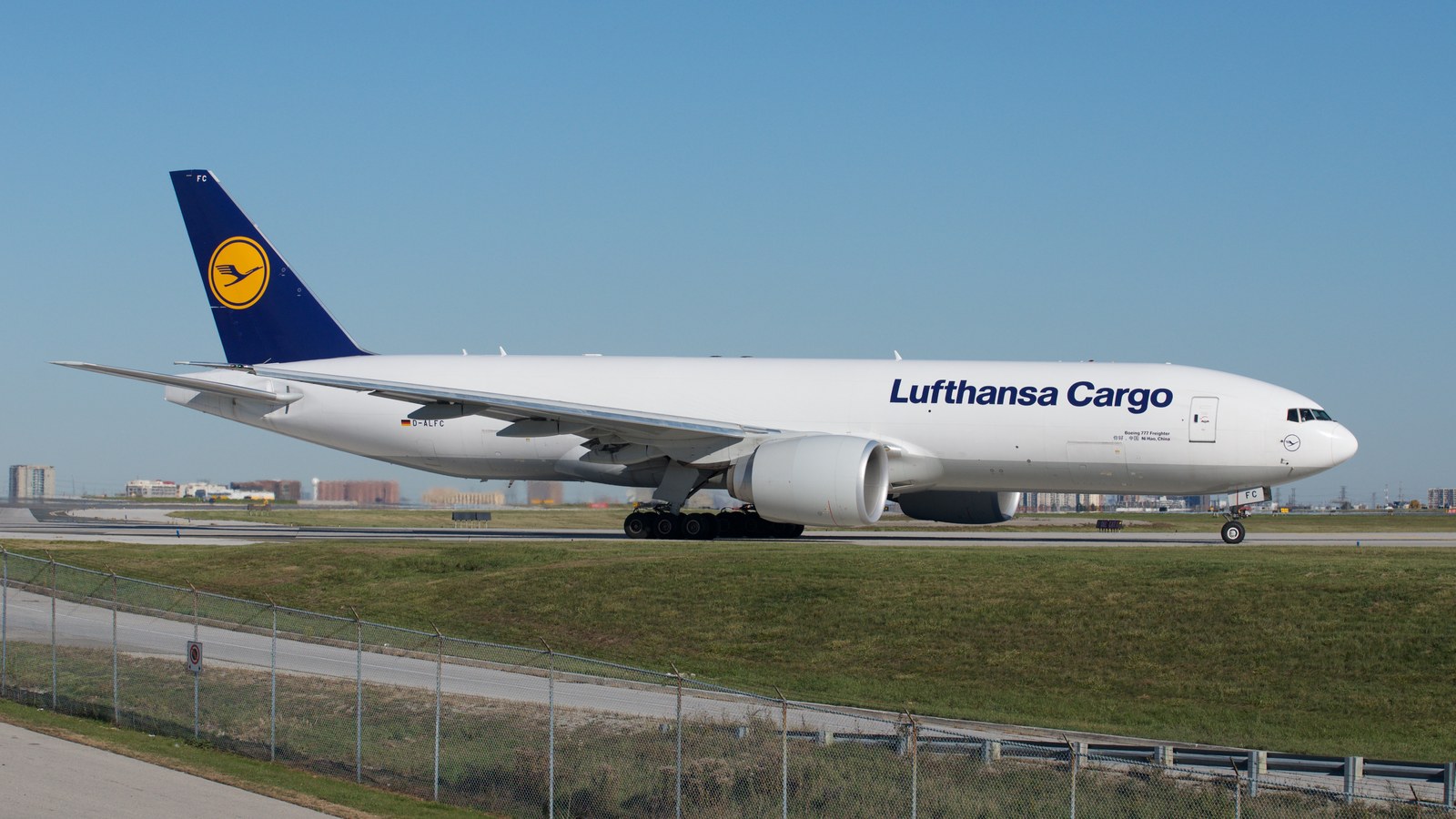 Lufthansa Cargo Boeing 777F D-ALFC; the current model, not the 777-8F