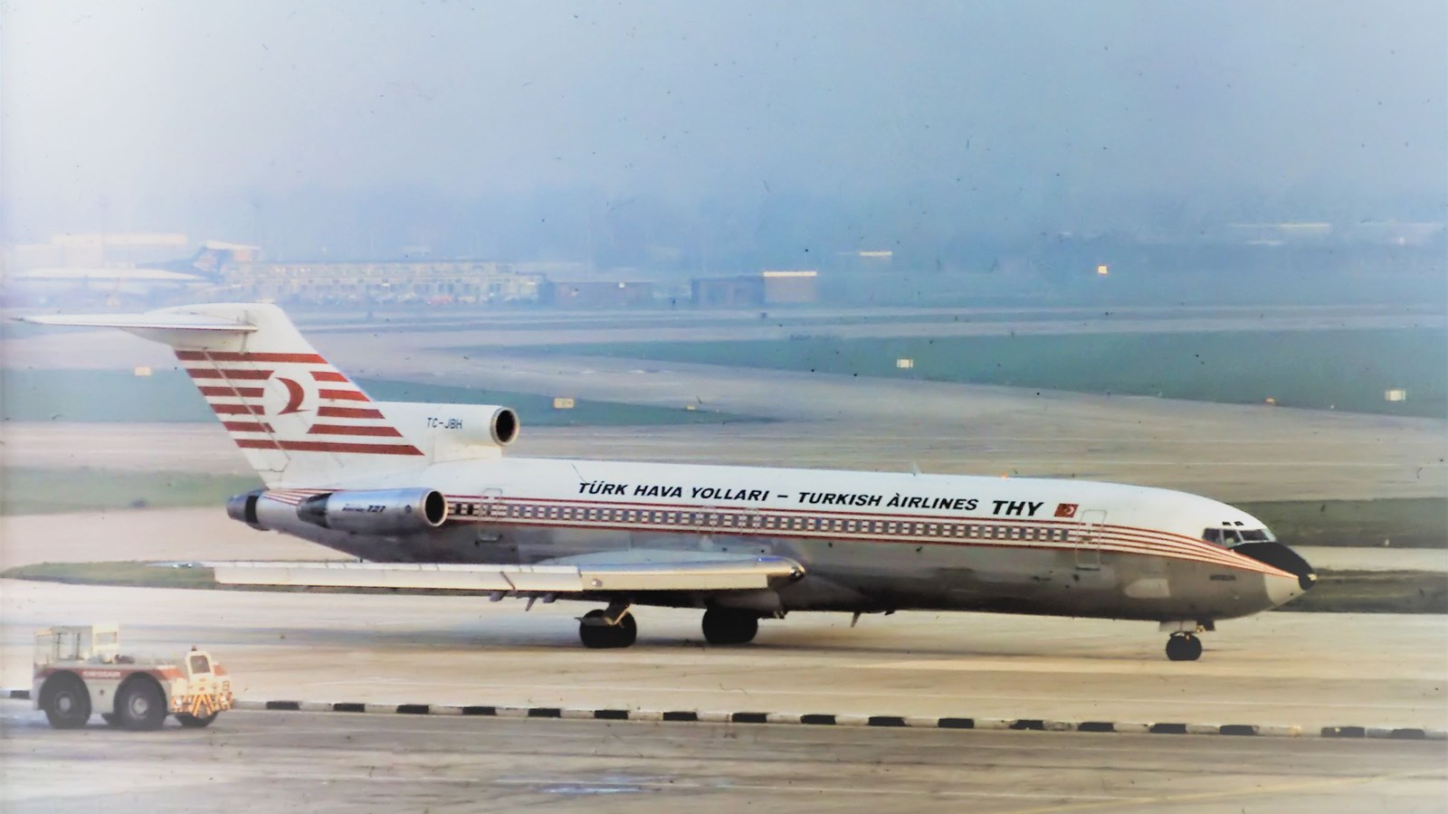 The same airframe TC-JBH at Heathrow, 29 October 1975; not the crash site